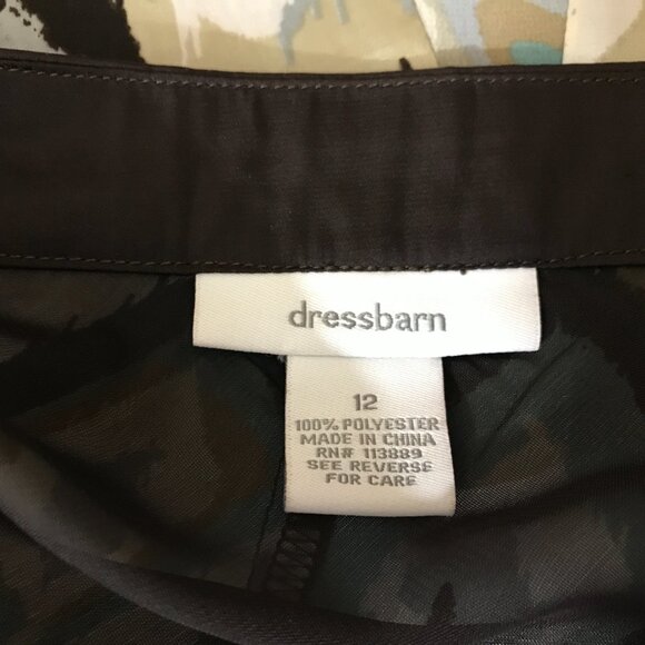 Flowy A-Line Midi Skirt Geometric Print Size 12 Brown Teal Dress Barn - Picture 5 of 5